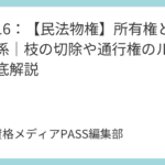 講義16：【民法物権】所有権と相隣関係｜枝の切除や通行権のルールを徹底解説